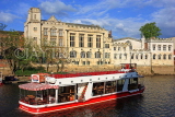 UK, Yorkshire, YORK, sightseeing boat on River Ouse, and The Guildhall, UK3082JPL
