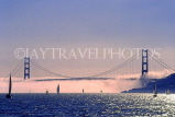 USA, California, SAN FRANCISCO, Golden Gate Bridge and fog over bay, US3868JPL