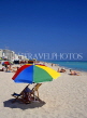 USA, Florida, MIAMI, South Beach, beach with parasol and dech chairs, MIA634JPL