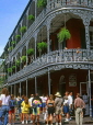 USA, Louisiana, NEW ORLEANS, French Quarter, architecture, ironwork balconies of Royal Cafe, LOU133JPL
