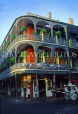 USA, Louisiana, NEW ORLEANS, French Quarter, ironwork balconies of famous Royal Cafe, LOU180JPL