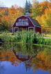 USA, New England, VERMONT, Jaffersonville, autumn, and house by small lake, US2753JPL