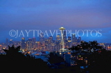 USA, Washington, SEATTLE, skyline and Space Needle Tower, night view, US4250JPL