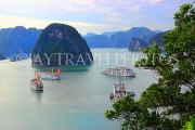 VIETNAM, Halong Bay, Ti Top Island, view towards limestone formations and cruise boats, VT1782JPL