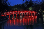 Vietnam, HANOI, Hoan Keim Lake, Huc Bridge (Red Bridge), night view, VT1024JPL