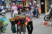 Vietnam, HANOI, Old Quarter, Street Vendor, with fruit loaded on bicycle, VT1621JPL
