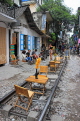 Vietnam, HANOI, Old Quarter, Train Street, trackside cafe scene, VT1146JPL