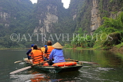 Vietnam, Ninh Binh, TRANG AN, limestone karst scenery, and tour boat, VT2246JPL