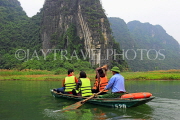 Vietnam, Ninh Binh, TRANG AN, limestone karst scenery, and tour boat, VT2247JPL