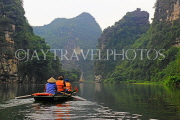 Vietnam, Ninh Binh, TRANG AN, limestone karst scenery, and tour boat, VT2250JPL