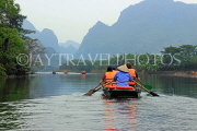 Vietnam, Ninh Binh, TRANG AN, limestone karst scenery, and tour boats, VT2253JPL