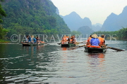 Vietnam, Ninh Binh, TRANG AN, limestone karst scenery, and tour boats, VT2255JPL