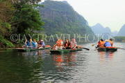 Vietnam, Ninh Binh, TRANG AN, limestone karst scenery, and tour boats, VT2256JPL