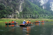 Vietnam, Ninh Binh, TRANG AN, limestone karst scenery, and tour boats, VT2257JPL