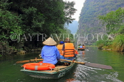 Vietnam, Ninh Binh, TRANG AN, limestone karst scenery, and tour boats, VT2261JPL
