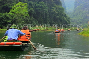 Vietnam, Ninh Binh, TRANG AN, limestone karst scenery, and tour boats, VT2263JPL