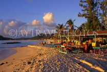 ANTIGUA, West Coast, Jolly Beach, tourists and beach bar, late afternoon, ANT795JPL