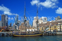 AUSTRALIA, New South Wales, SYDNEY, skyline, The Rocks area with The Bounty ship, AUS627JPL