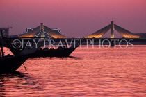 BAHRAIN, Muharraq, Shaikh Isa Causeway Bridge, dusk, illuminated, BHR2511JPL