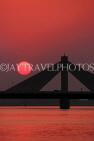 BAHRAIN, Muharraq, Shaikh Isa Causeway Bridge, view from fishing village area, sunset, BHR2506JPL