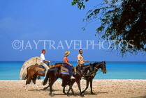BARBADOS, West Coast, horse riding along the beach, BAR147JPL