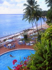 BARBADOS, West Coast, hotel pool scene and sea view, BAR1158JPL