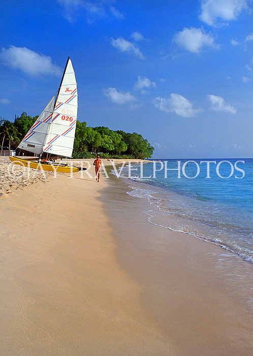 BARBADOS, West Coast beach, and sailboat, BAR503JPL
