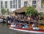 Belgium, BRUGES, canal scene and sightseeing boat, BEL230JPL