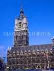 Belgium, GHENT, The Belfry (Belfort) and cafe scene at St Baafsplein, GH14JPL