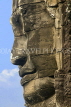 CAMBODIA, Angkor Wat, stone carved face at Bayon temple, CAM55JPL