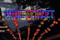 CAMBODIA, Siem Reap, Pub Street, night view, street decorations and sign, CAM2227JPL