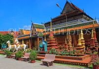 CAMBODIA, Siem Reap, Wat Preah Prom Rath, pagoda with sculptures and stupas, CAM2188JPL