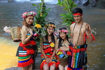 CAMBODIA, Siem Reap Prov, Kulen Mountain, locals posing in traditional Mondulkiri attire, CAM2442JPL