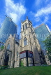 CANADA, Quebec, MONTREAL, St Georges Anglican Church and skycraper, CAN641JPL