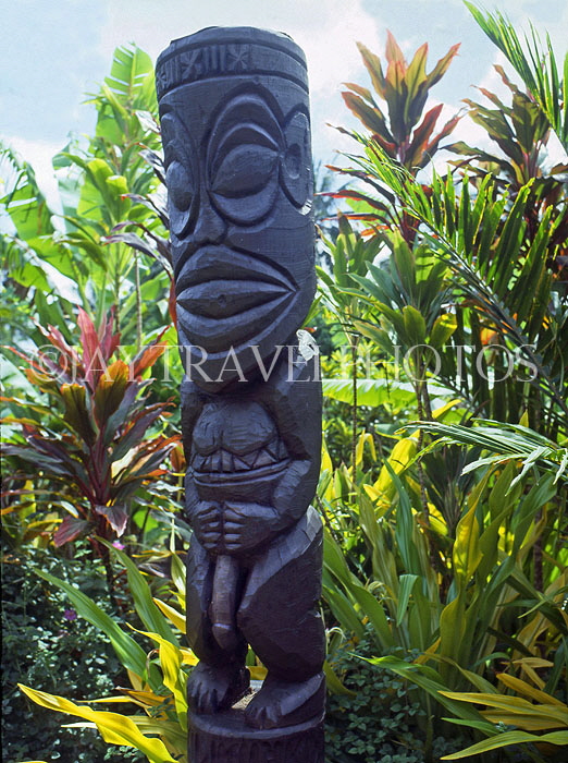 COOK ISLANDS, Rarotonga, wood carving of Tangarora god, CI731JPL
