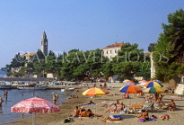 CROATIA, Elaphite Islands (Dubrovnik Coast), LOPUD, beach with sunbathers, CRO401JPL