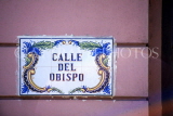 CUBA, Havana, old town street, Obispo Street sign, CUB289JPL