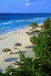CUBA, Varadero, bBeach and thatched sunshades, CUB105JPL