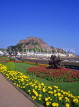 Channel Islands, JERSEY, Gorey, Mt Orguel Castle, flower beds, JER621JPL