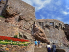 Channel Islands, JERSEY, Gorey, Mt Orguel Castle, ruins, visitors, UK10380JPL