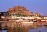 Channel Islands, JERSEY, Gorey, Mt Orguel Castle and boats, JER777JPL
