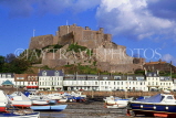 Channel Islands, JERSEY, Gorey, Mt Orguel Castle and boats, UK2503JPL
