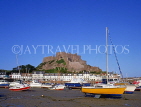 Channel Islands, JERSEY, Gorey, Mt Orguel Castle and boats, UK2513JPL