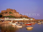 Channel Islands, JERSEY, Gorey, Mt Orguel Castle and boats, UK391JPL