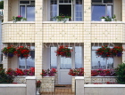 Channel Islands, JERSEY, house with windowbox flowers, UK10370JPL