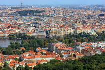 Czech Rep, PRAGUE, panoramic city view, and Vltava River, CZ959JPL