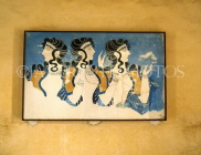 Greek Islands, CRETE, Iraklion, PALACE OF KNOSSOS, famous 'Ladies in Blue' fresco, GIS185JPL