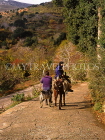 Greek Islands, CRETE, Lasithi area, farmer, and wife on donkey, along country road, GIS1100JPL