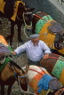Greek Islands, SANTORINI, Fira, man with donkeys, GIS644JPL