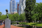 HOLLAND, Rotterdam, canalside walkway, Westersingel, and public art sculpture, HOL775JPL